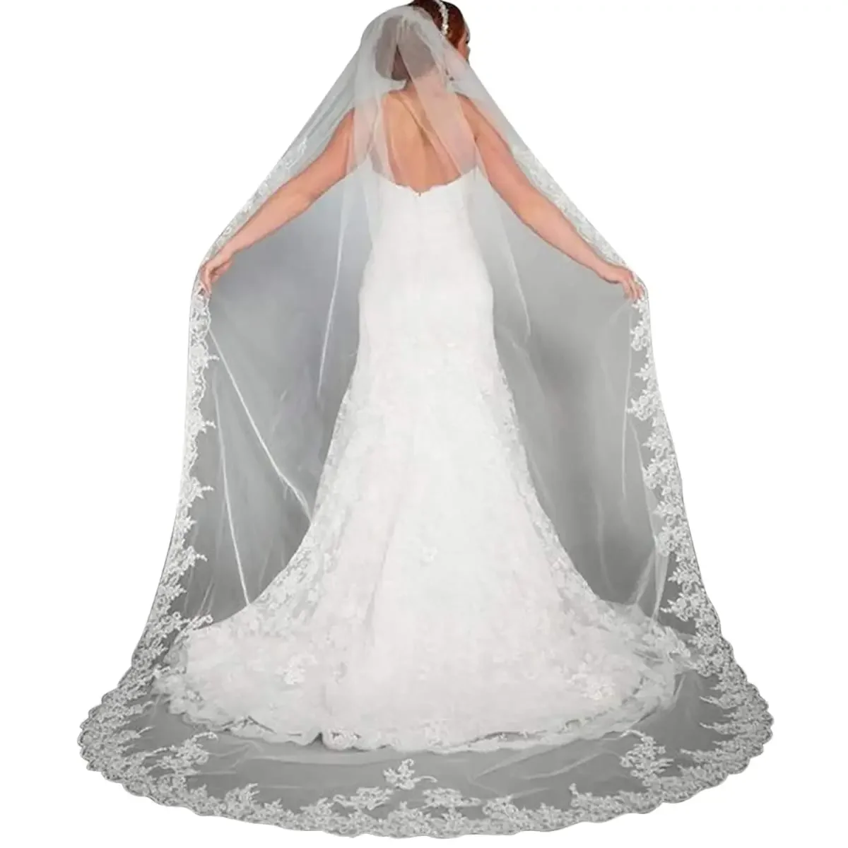 

Bride Veil Wedding Veils for Brides 118" Long Bridal Cathedral 1 Tier Tulle with Comb