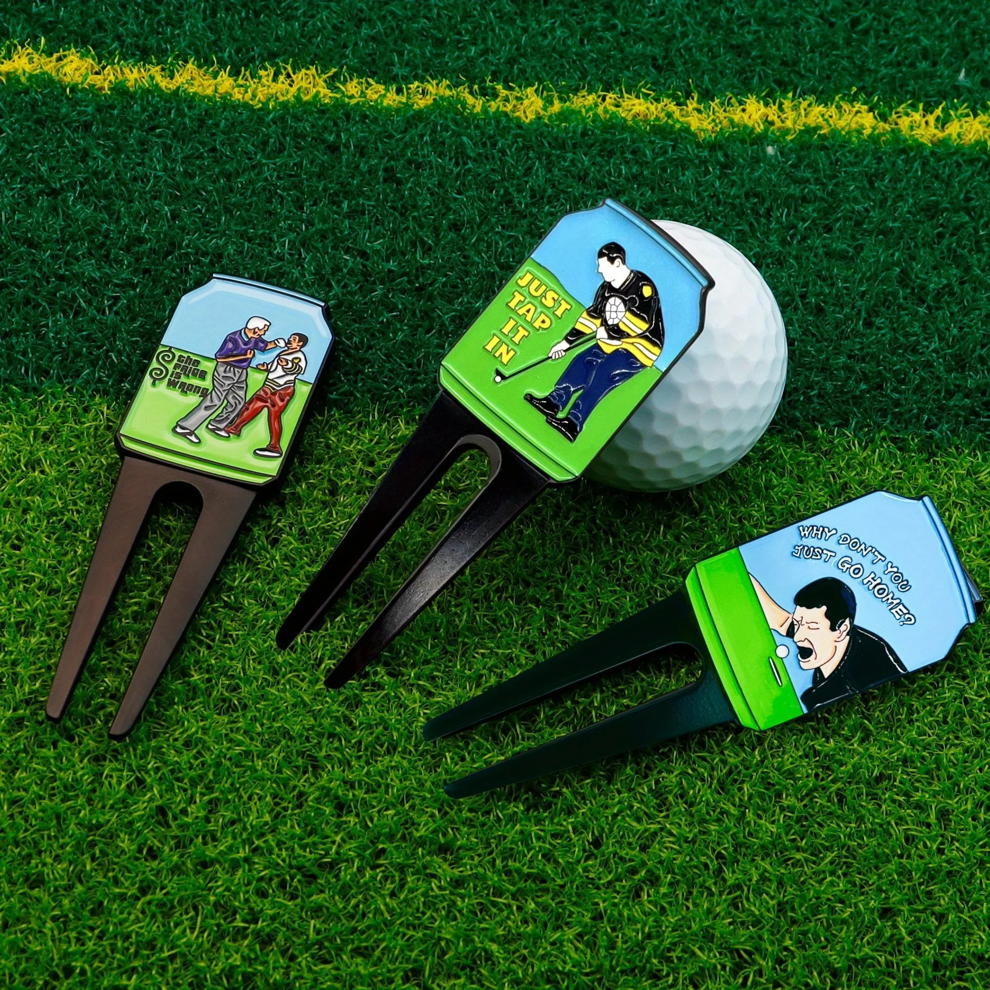 2pcs Golf Divot Repair Tool Set Happy Gilmore Golf Green Forks, Accessories for Men Golfers Dad Unique Gift Idea