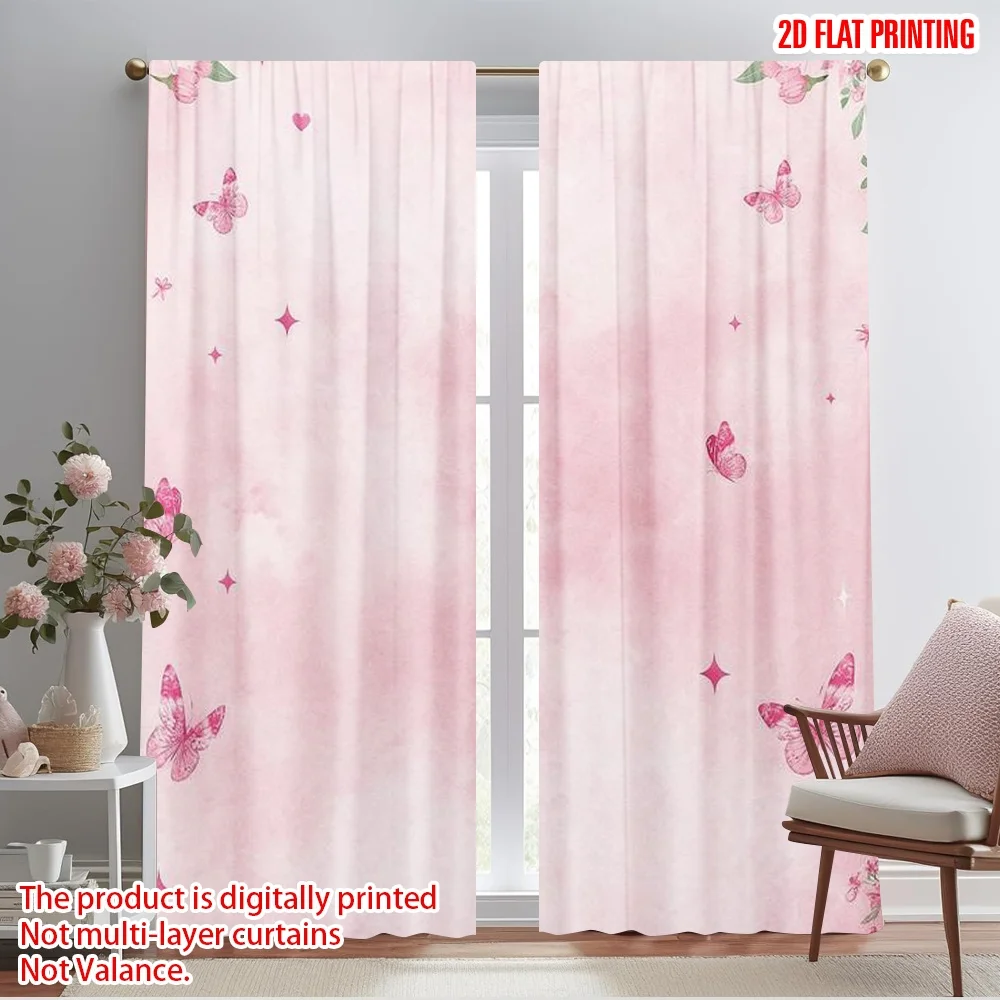 2pcs,2D plane printing Popular Curtains Sisterly Bond Versatile Polyester Fabric (without rod) Outdoor Decorations for Bedroom,