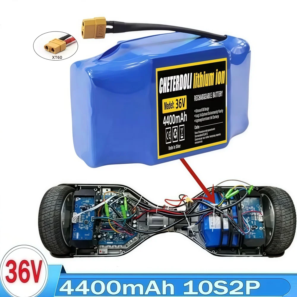 

36V 4400mAh Lithium Battery 10S2P for Electric Hoverboard, Self Balancing Scooter Replacement Battery.