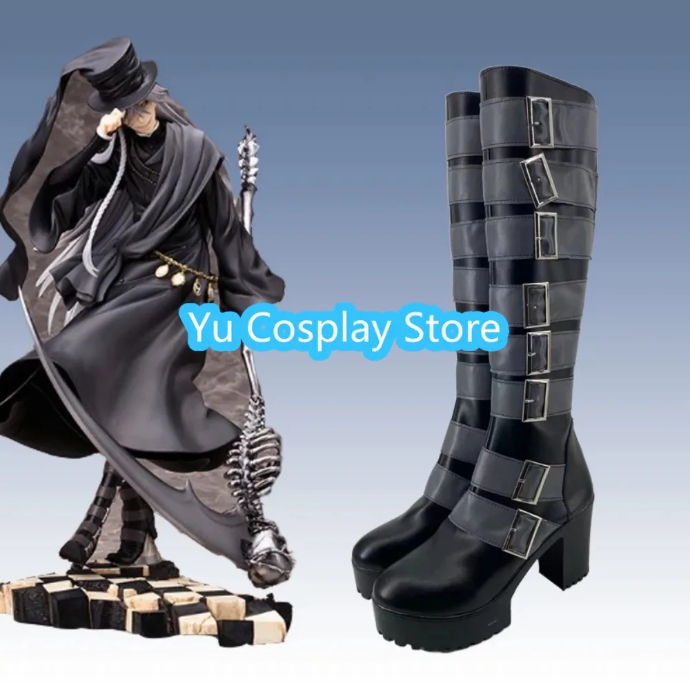 Anime Black Butler Undertaker Cosplay Shoes High Boots Character Footwear for Halloween Carnival Event