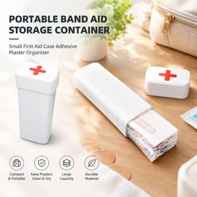 Portable Band Aid Storage Container Small First Aid Case Adhesive Plaster Organizer