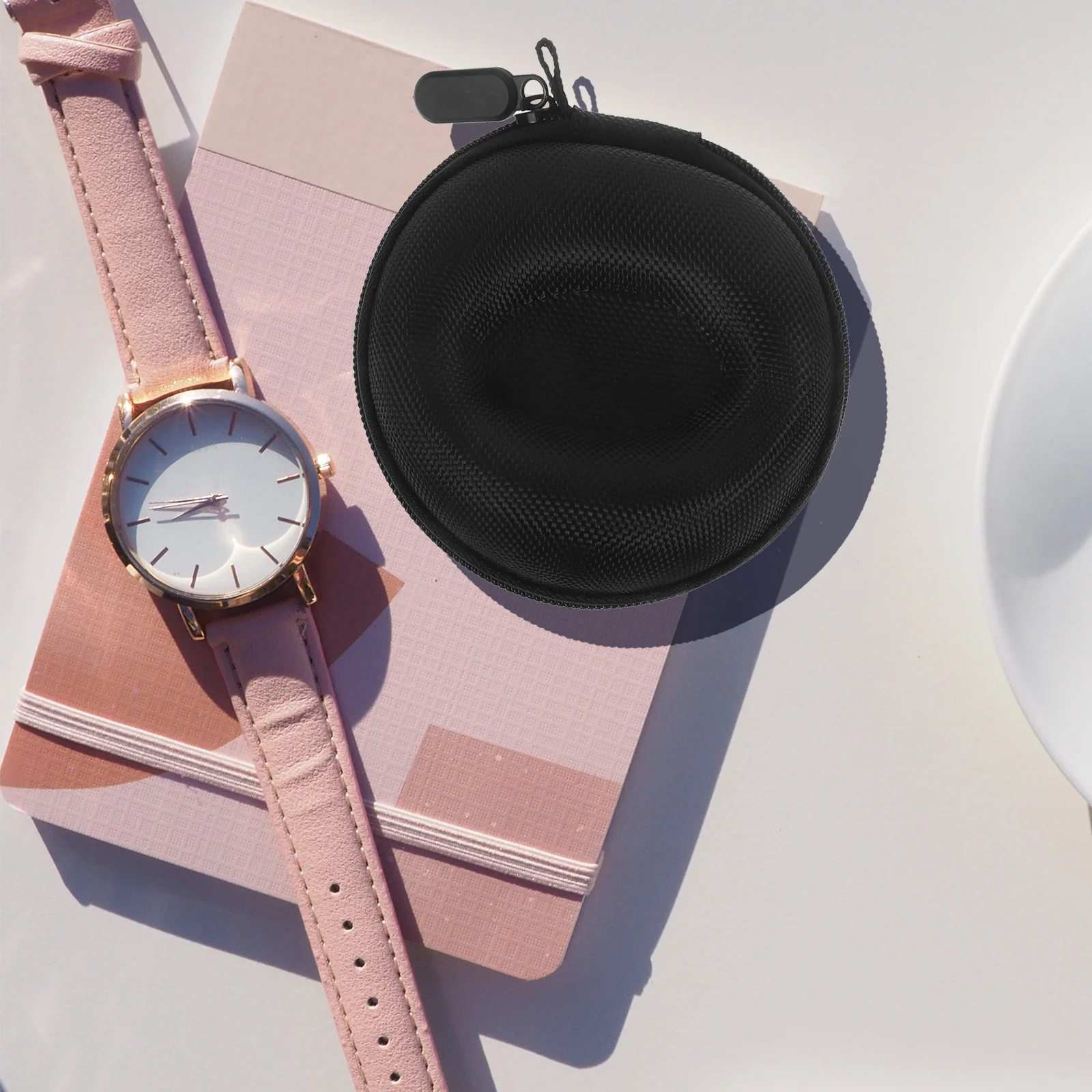 

4Pcs Watch Box Portable Zipper Travel Storage Case Interior for Men Women Wristwatch Jewelry Organizer Black