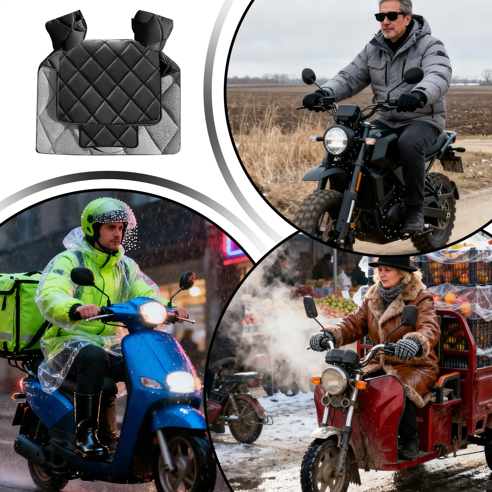 Windproof Leg Cover for Motorcycle PU Leather Comfortable Protector Electric Bike Winter Warm Cover for Men Women Cold Weather