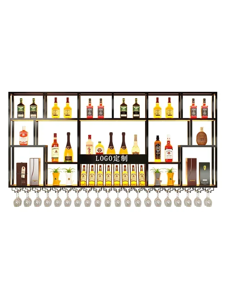

High Quality Commercial Bar wine rack wall-mounted shelf restaurant hanging cabinet display