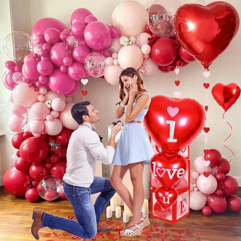 

Набор воздушных шаров с аркой на День святого Валентина, красный порошок любви, воздушные шары из алюминиевой пленки для свадьбы, помолвки, декор для вечеринки