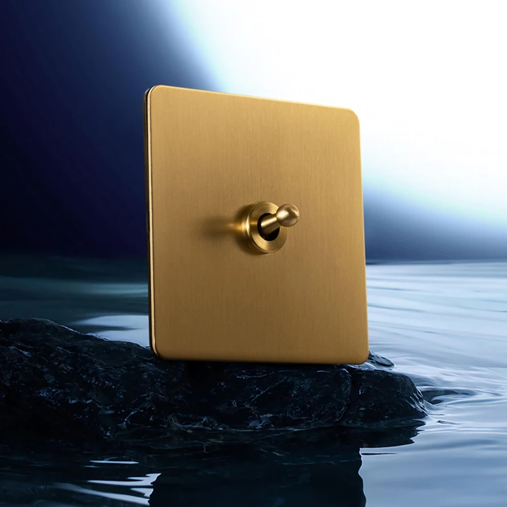 الرجعية المعادن الجدار ضوء تبديل 1/2 عصابة 2/3 طريقة التبديل الاتحاد الأوروبي FR روسيا خمر النحاس رافعة الفولاذ المقاوم للصدأ لوحة التبديل للمنزل #1