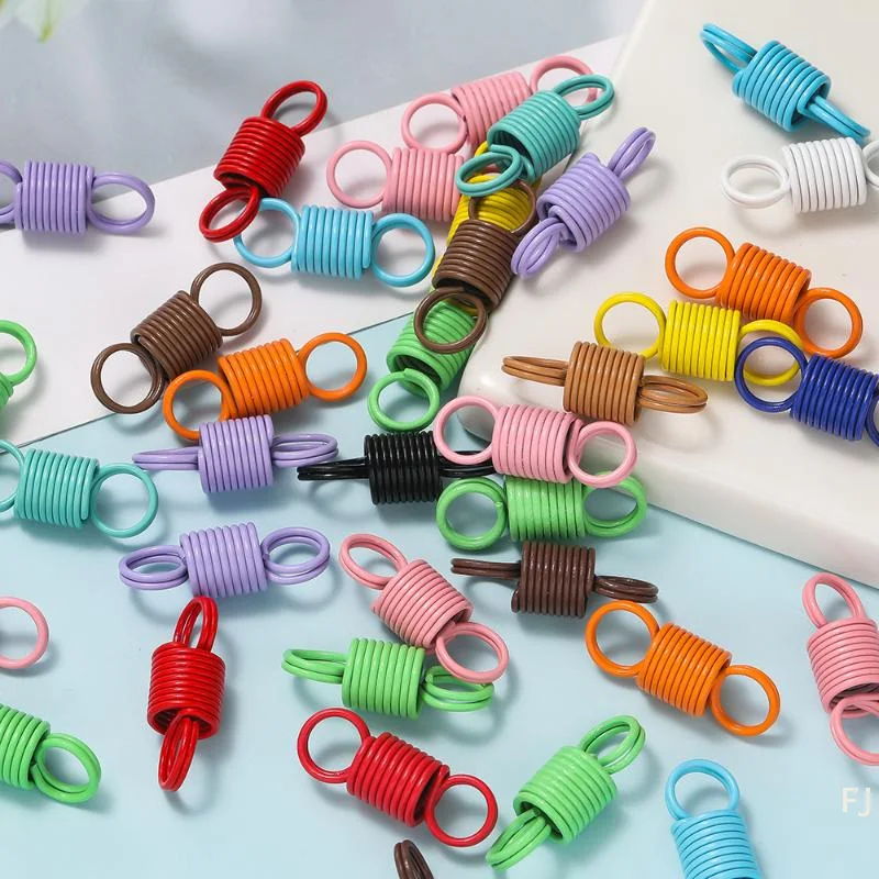 [YU]50Pcs Coil Spring Clasps Cord Crimp End Caps Fastener Connectors For Jewelry Bracelets Making DIY Accessories