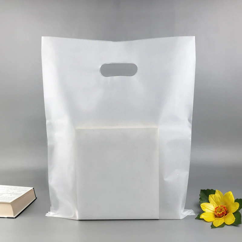 50Pcs Transparent Gift Bags with Handle Shopping Clothing Bag for Clothes Store Wedding Packaging Tote Bag for Small Business