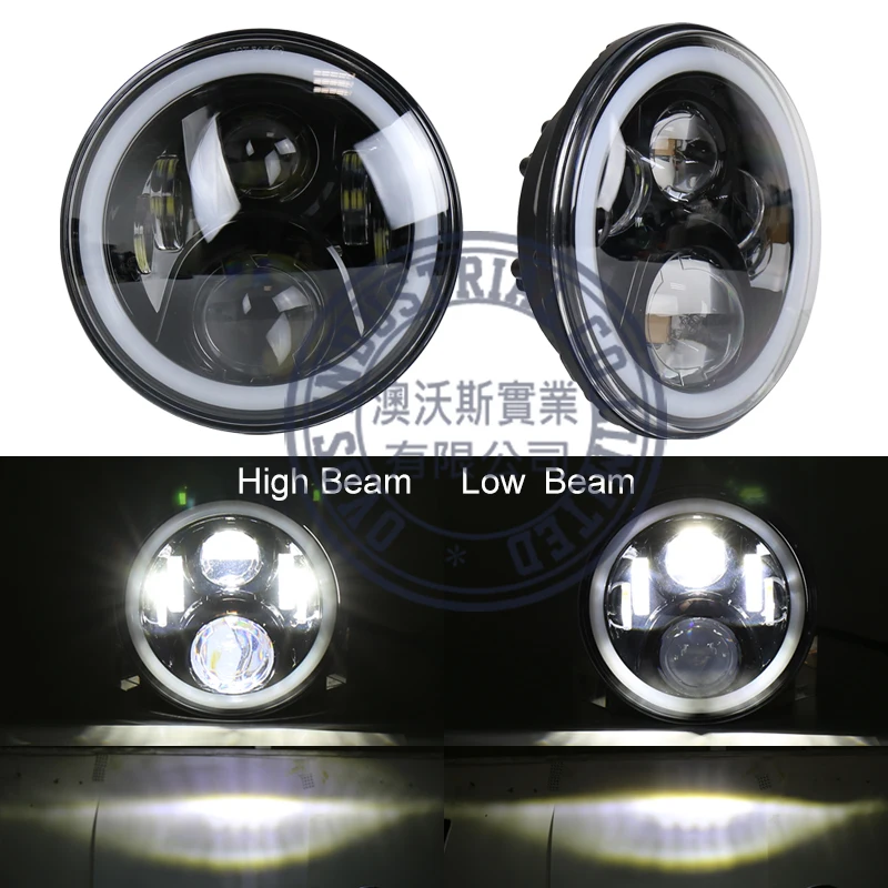 OVOVS Blue-tooth Control Motorcycle Headlight RGB 7 Inch LED Headlight for Harley Touring Yamaha Honda Suzuki