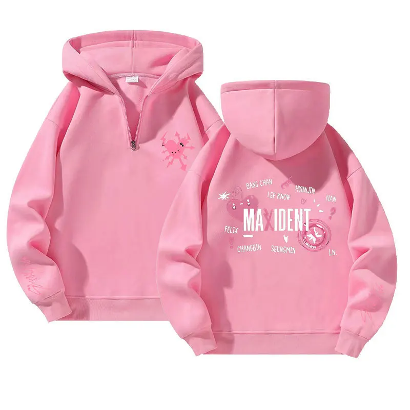 Hot Discount Stray Kids Maxident Hooded Fleece Sweater Women Men Spring And Autumn Casual Kpop Long Sleeves Zipper Hooded