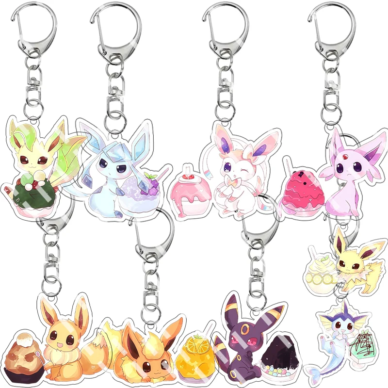 

Cartoon Kawaii Eevee Ice Cream Dessert Series Anime Acrylic Keychain Flareon Vaporeon Jolteon Leafeon Ornament Pendant Accessory