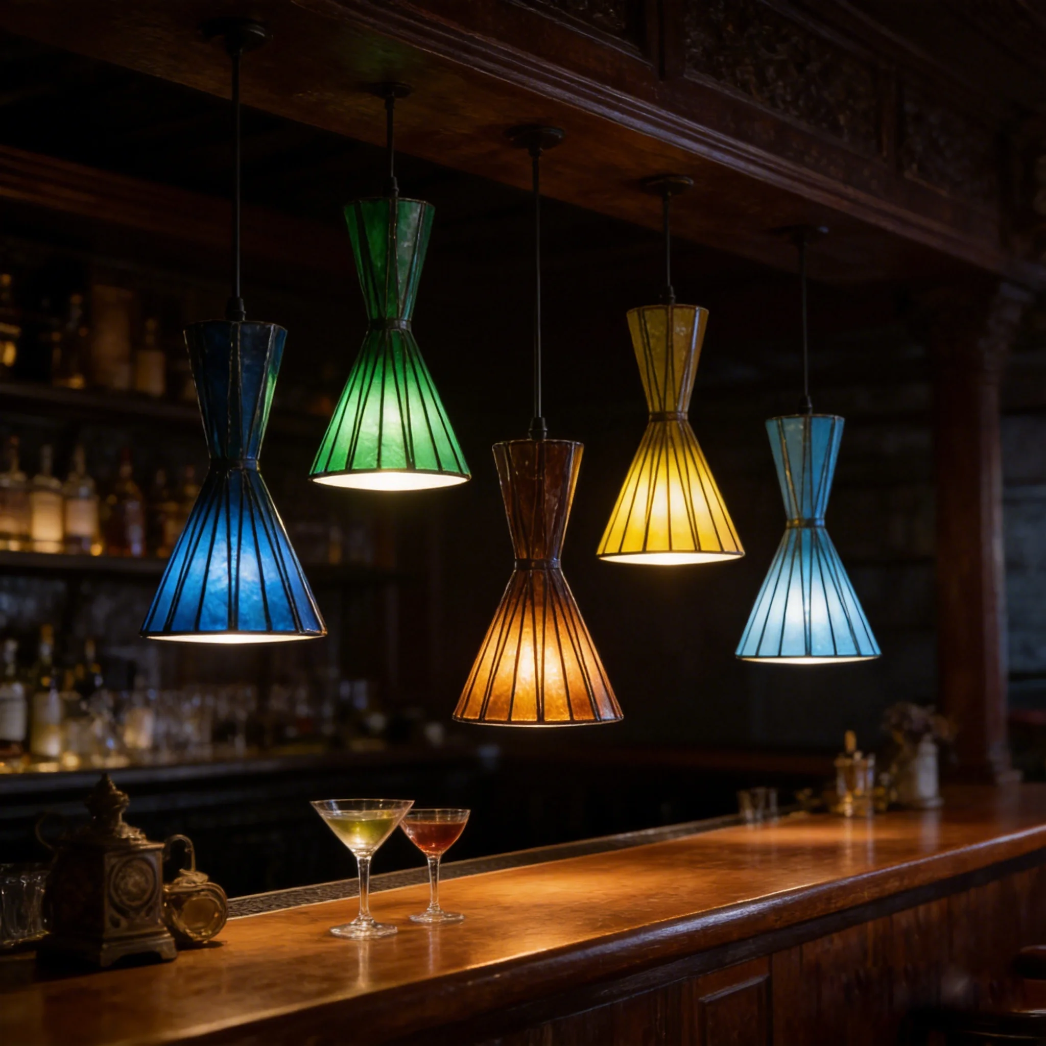 Industrial Mediterranean Retro Hanging Lights Stained Glass Dining Room Bedroom Homestaybed Lamps Retro Small Chandelier