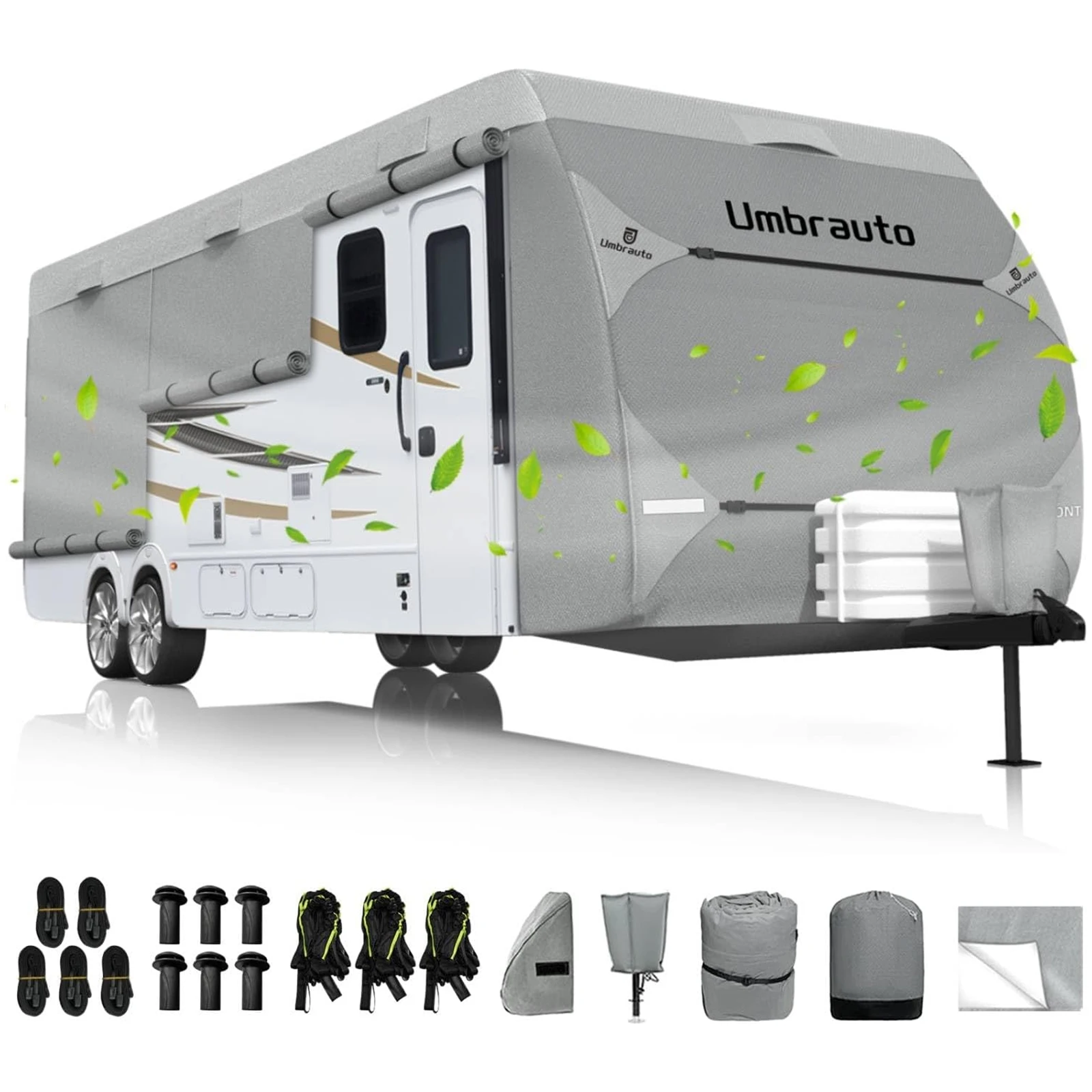 غطاء Umbrauto RV لمقطورة السفر، غطاء تخييم خفيف الوزن مقاوم للماء لحاول الألعاب، مع أغطية مزراب، مقبس Tongne #1