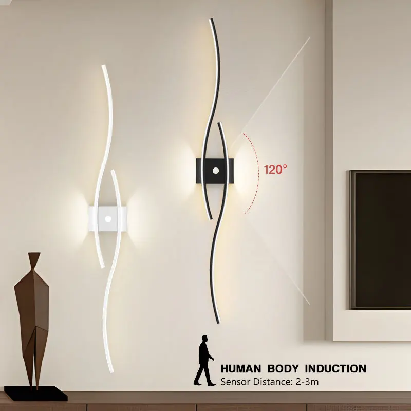 

Human Body Induction LED Wall Lamps for Corridor Aisle Wall Sconce for Bedroom Living Room Indoor Nordic Sensor LED Wall Lights