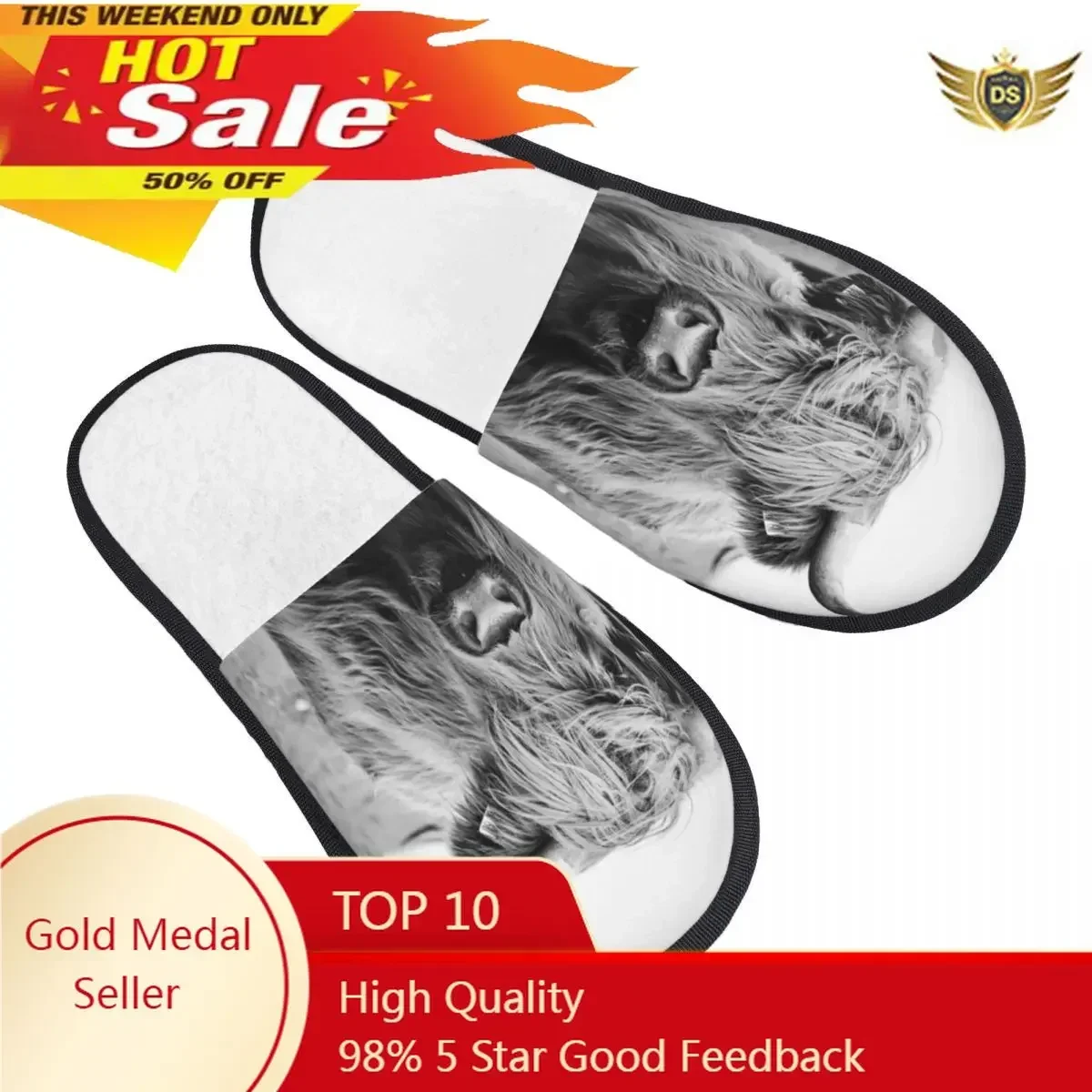 

Portrait Of A Highland Cow Slipper For Women Men Fluffy Winter Warm Slippers Indoor Slippers