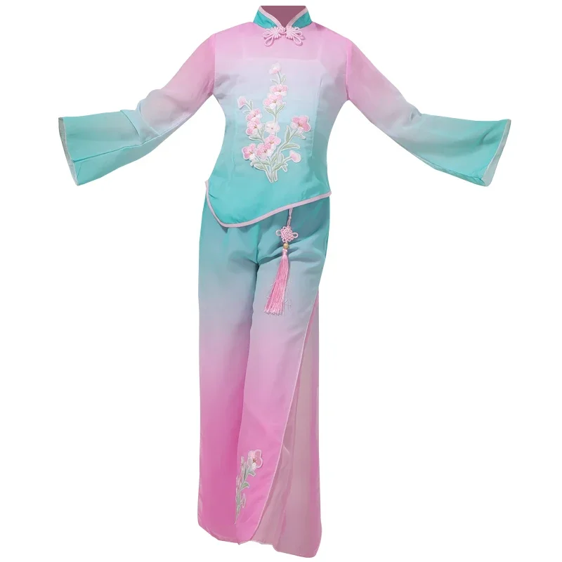 Children's Yangko Elegant Folk Dance Costumes Chinese Style Classical Umbrella Fan Dance Clothes Ancient Ballroom Stage Outfit