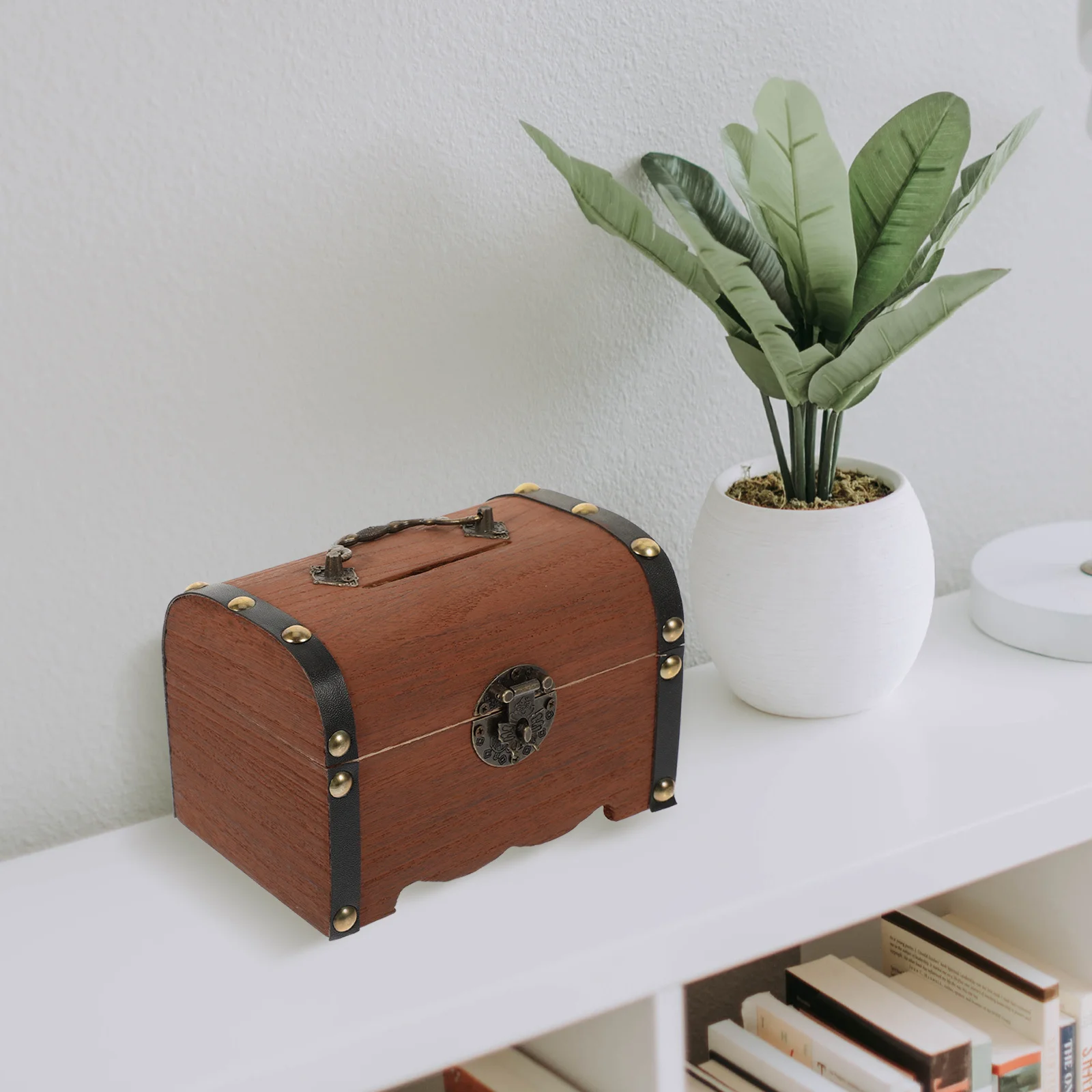 Wooden Piggy Bank Safe Box Large Capacity Coin Storage Money Jar Kids Savings Box Home Decoration Ornament Kids Coin Bank