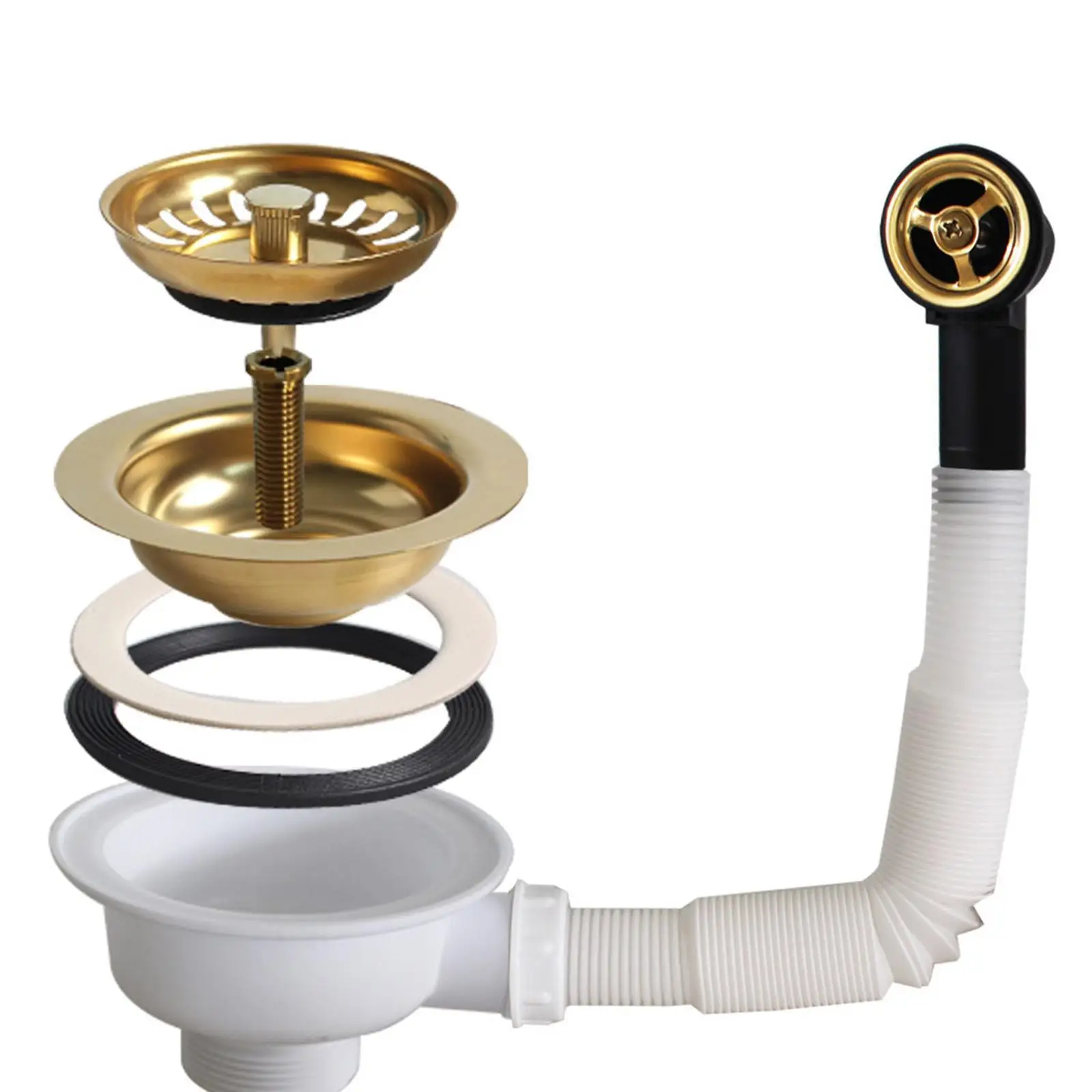 Stainless Steel Sink Strainer Basket for Kitchen Drain Mesh Food Debris Catcher Anti Clogging Gold 11.4cm