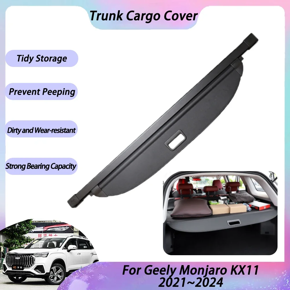 

Car Trunk Cargo Cover for Geely Monjaro KX11 2021 2022 2023 2024 Storage Luggage Curtain Tray Security Shade Part Accessories