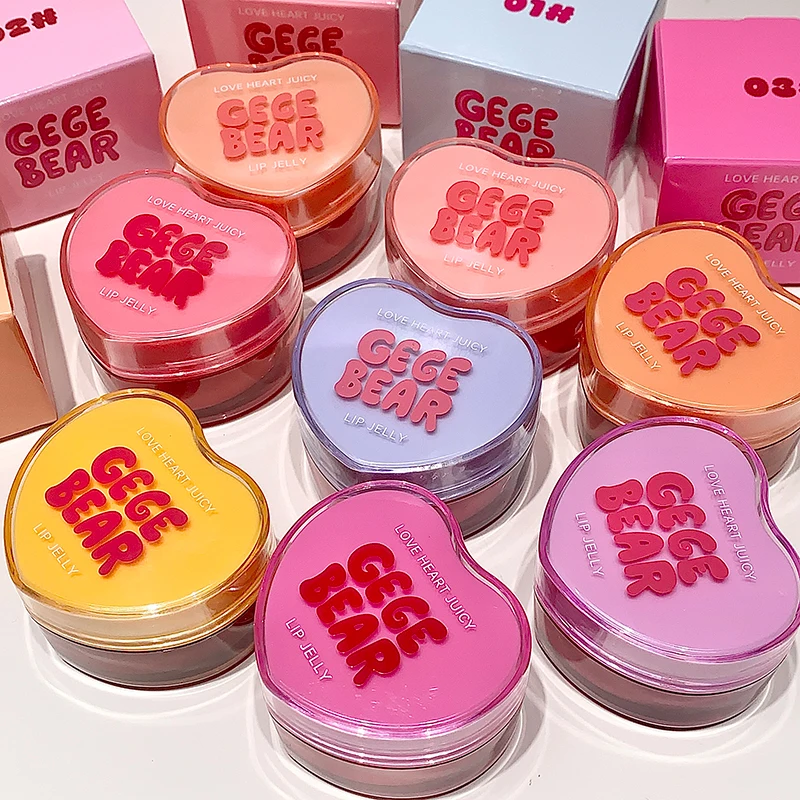 Gege Bear Loveheart Lip Jelly Lip Glaze Moisturizing Jam Lip Gloss Lip Honey Brightening Mirror Non Sticky Lip Glaze