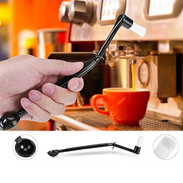 ABZV-Coffee Machine Cleaning Brush With Spoon Tool Set For Espresso Machine Group Head,Pack Of 3,Black