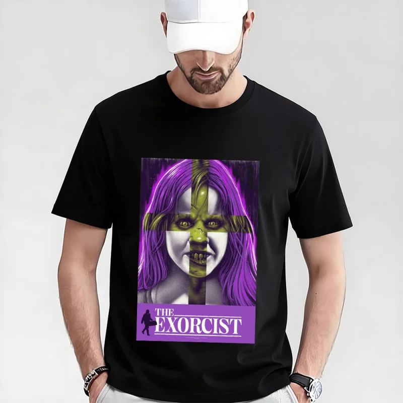 

Retro Horror Movie The Exorcist 0317 Sacry Halloween Gift t shirt Supernatural Darkness World Graphic Clothes Large size Tops