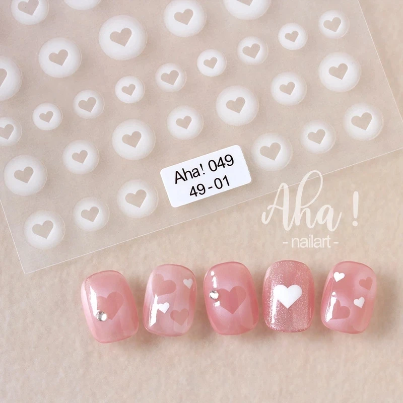 White Bloom Translucent Hollow Butterfly Heart Nail Sticker Press on Nails Decals Hollow Heart Star Moon Shape Sticker Sliders