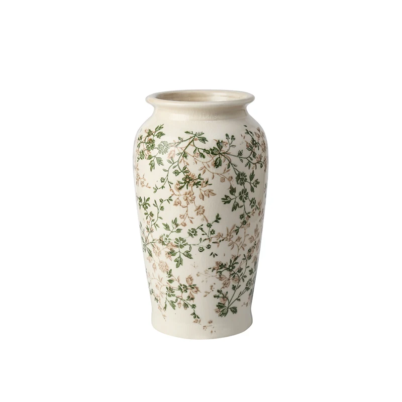 Grande vaso floreale in ceramica verde Vintage per soggiorno tavolo da pranzo decorativo per la casa composizione floreale creativa idroponica