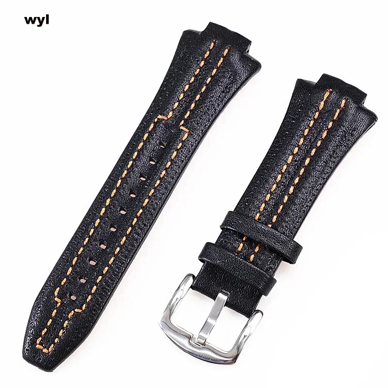 For Seiko Sportura SNL029P2-SNL021P1 SNL595P2 SNL017P1 Leather Watch Strap Men's Watchband Bracelet Belt 27mmx15Convex mouth
