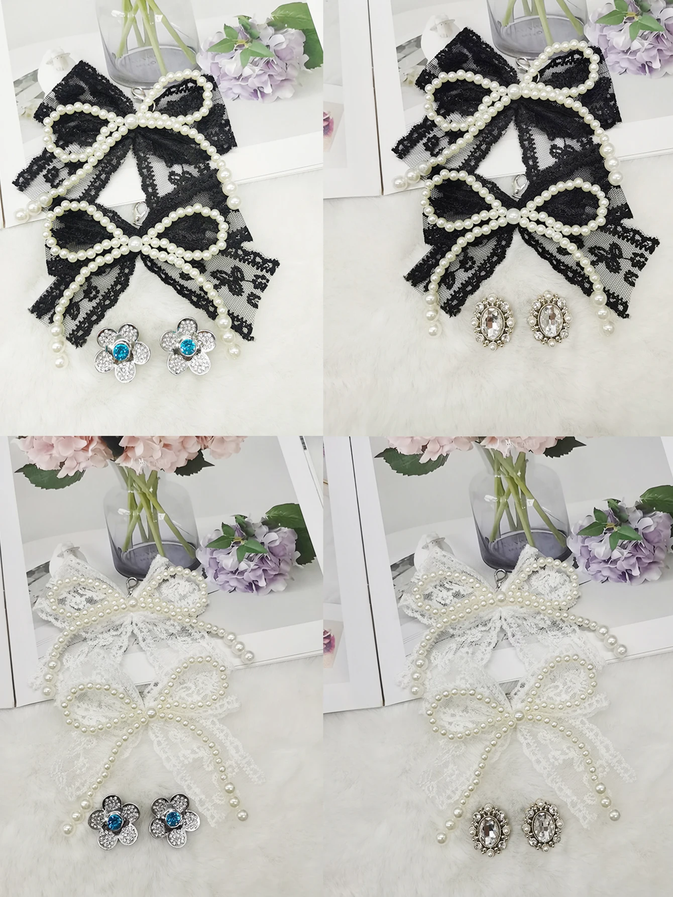 4PCS Barock Stil Spitze Bowtie Schuh Anhänger Blume Schnürsenkel Charms Schnürsenkel Schnallen DIY Dekorationen Schuh Clips Zubehör – Detail 6