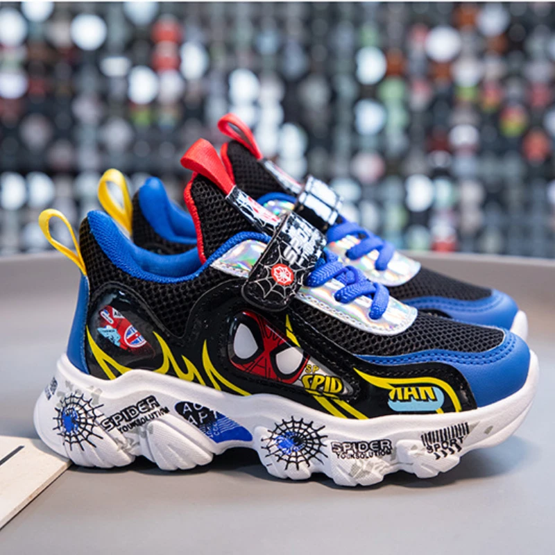 Disney Children's Casual Shoes Cartoon Sneakers fashion Boys' Running Shoes Soft Soles Students' Basketball Sport Blue Shoes