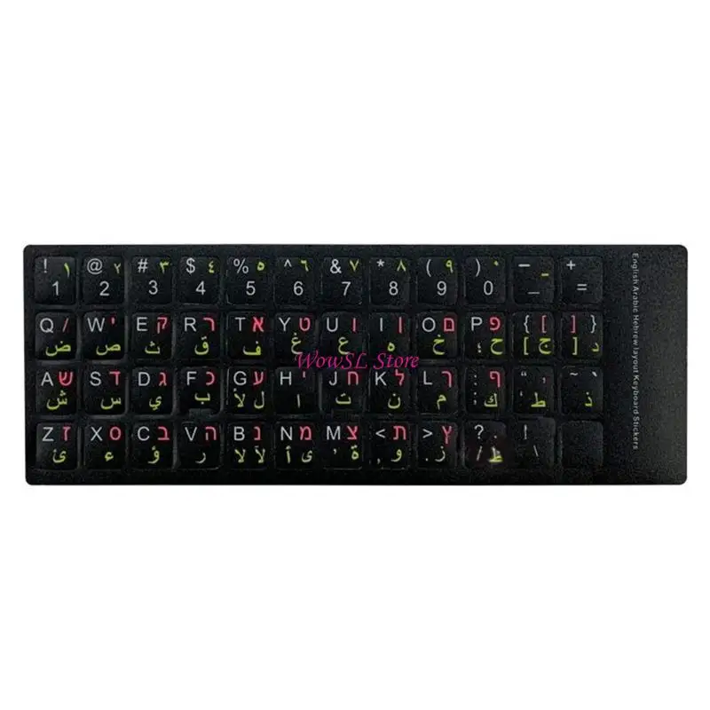 Computer Keyboard Sticker English Arabic Russian Hebrew Language Keypad Decal HX5E