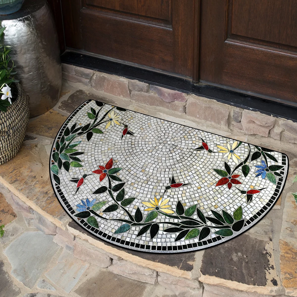 Entrance Door Mat Semi-circular Carpet Outdoor Rug Home Entry Doormat Courtyard Garden Spring Style Decorative Floor Mats 현관 매트