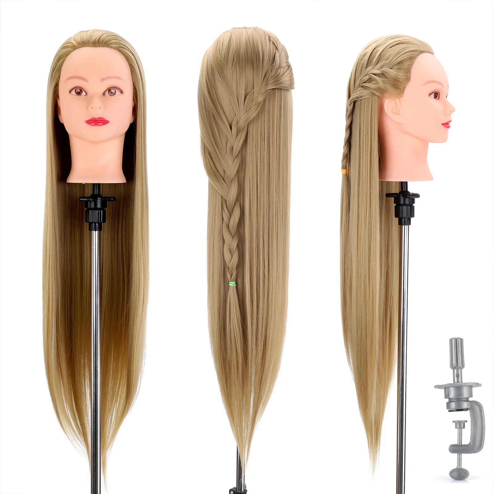 NEVERLAND 30Inch Mannequin Head with Hair 75cm Head Dolls Synthetic Mannequin Hairdressing Styling Training Head Hairstyles