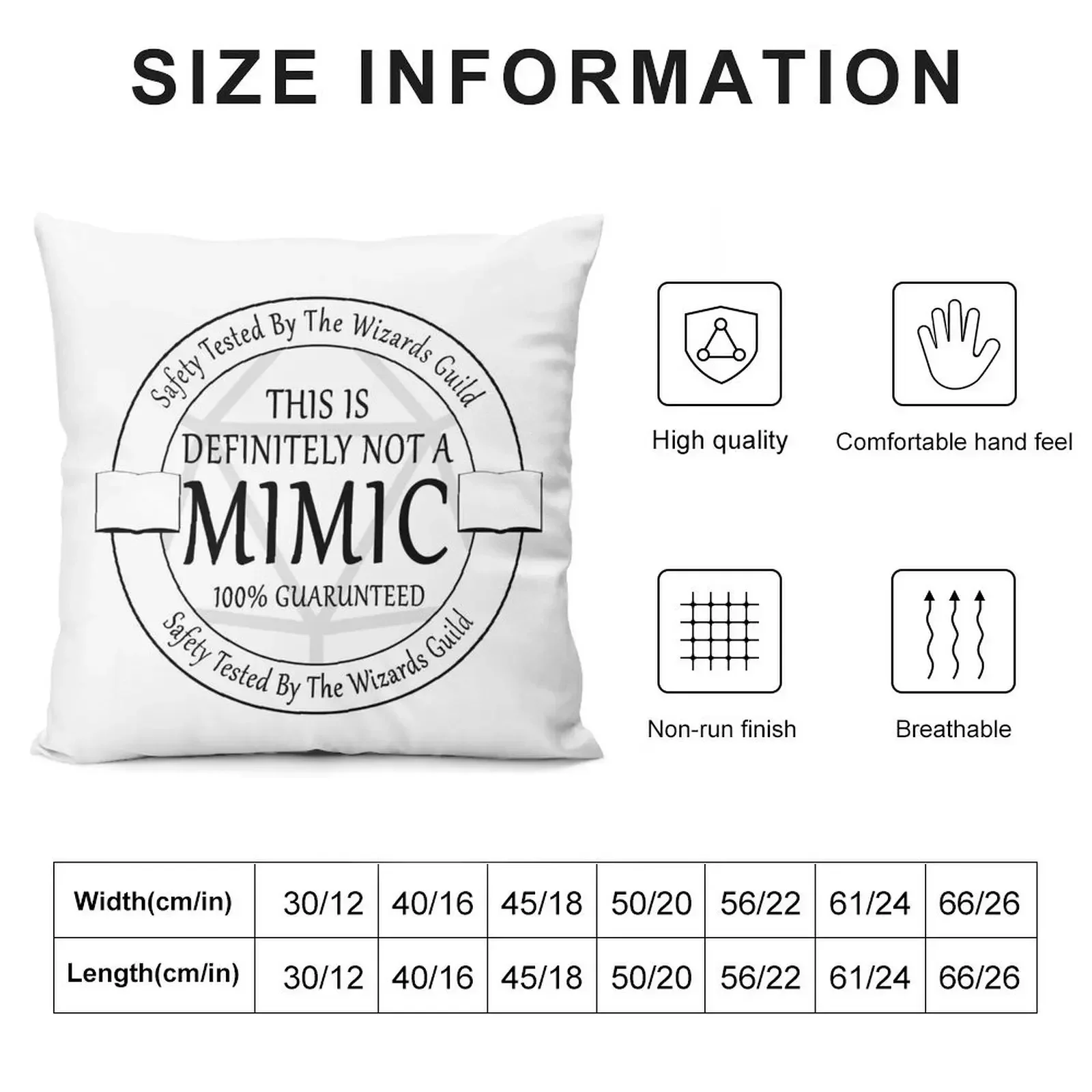 Safety Tested For Mimics by the Wizard's Guild Throw Pillow Sofa Cover Sofa Pillow Cover Ornamental Pillow