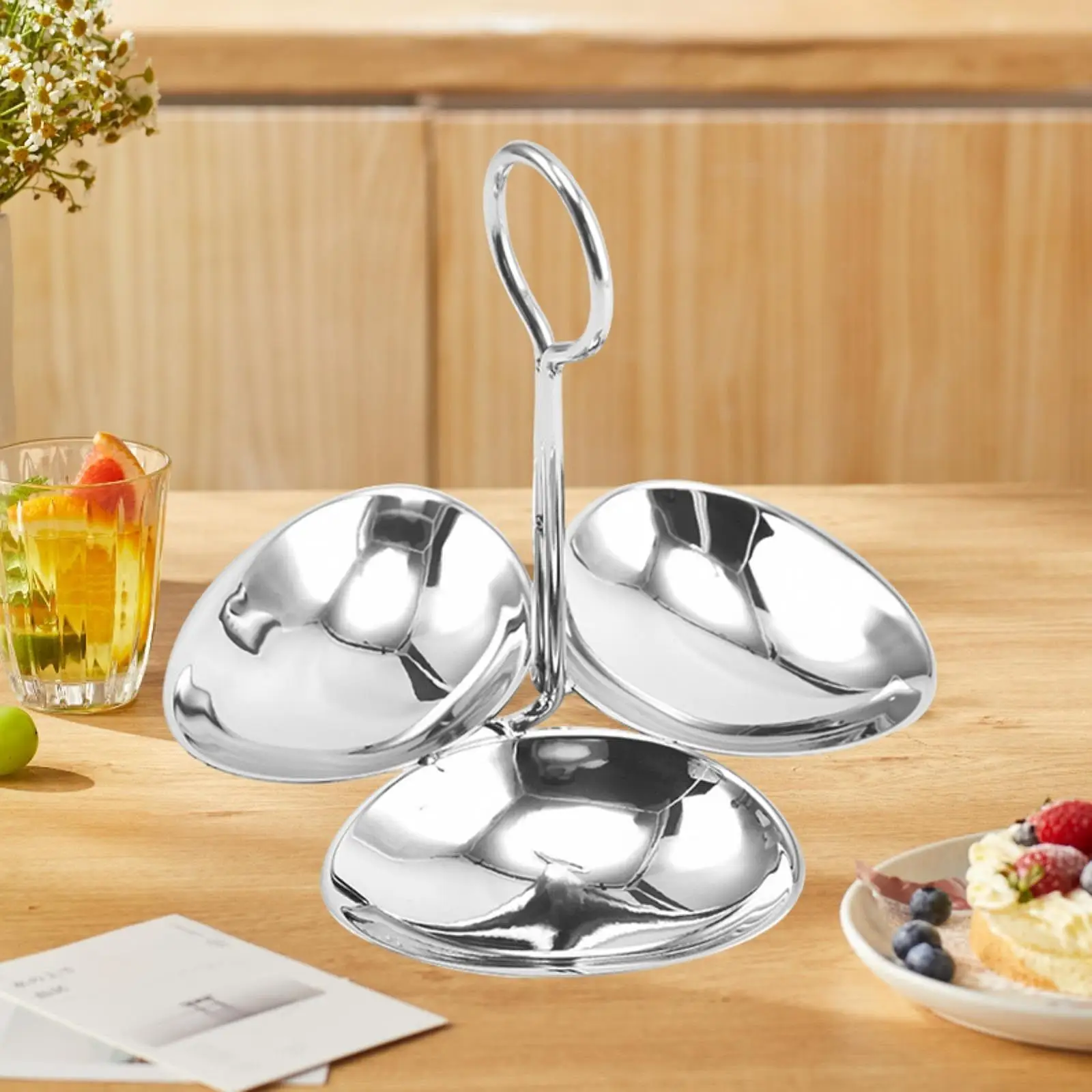 

Condiment Serving Bowl 3 Compartment Fruit Bowl Display Stand Divided Serving