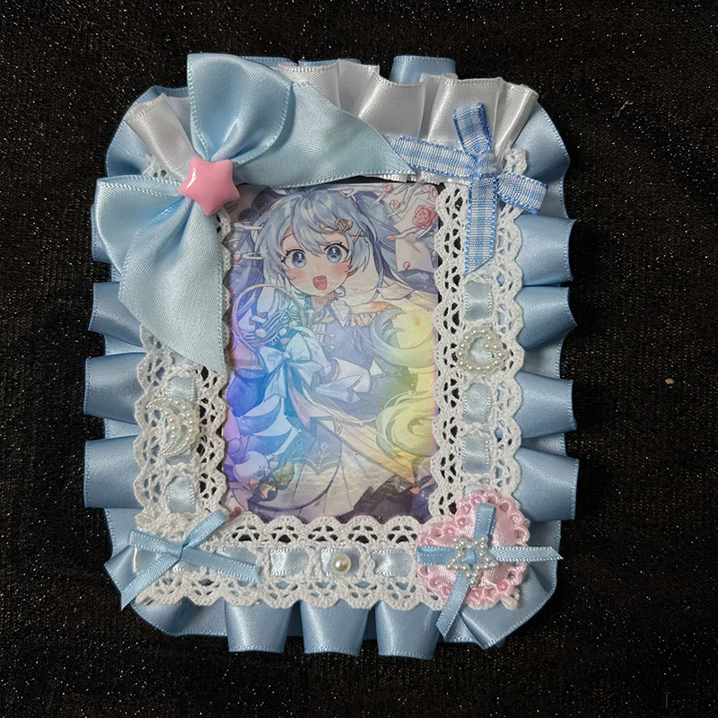 Lolita Maid Lace Handmade ID Card Holder Cute Badge Reel for Girls Kawaii Card Case with Lanyard