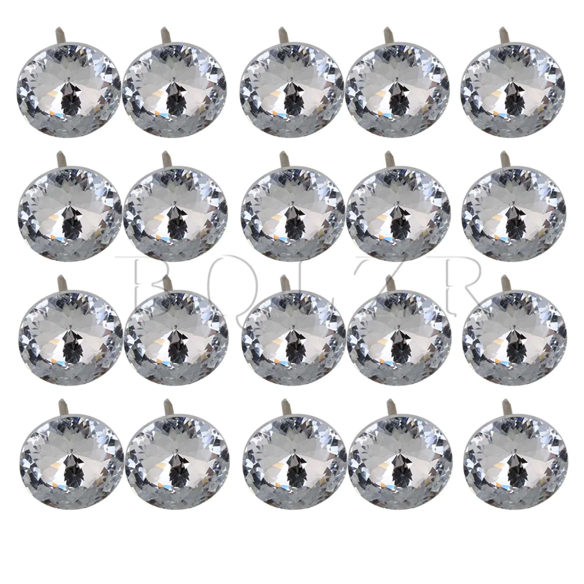 BQLZR 20PCS Silve and White Dia 20mm Crystal Upholstery Nails Tacks for Decoration