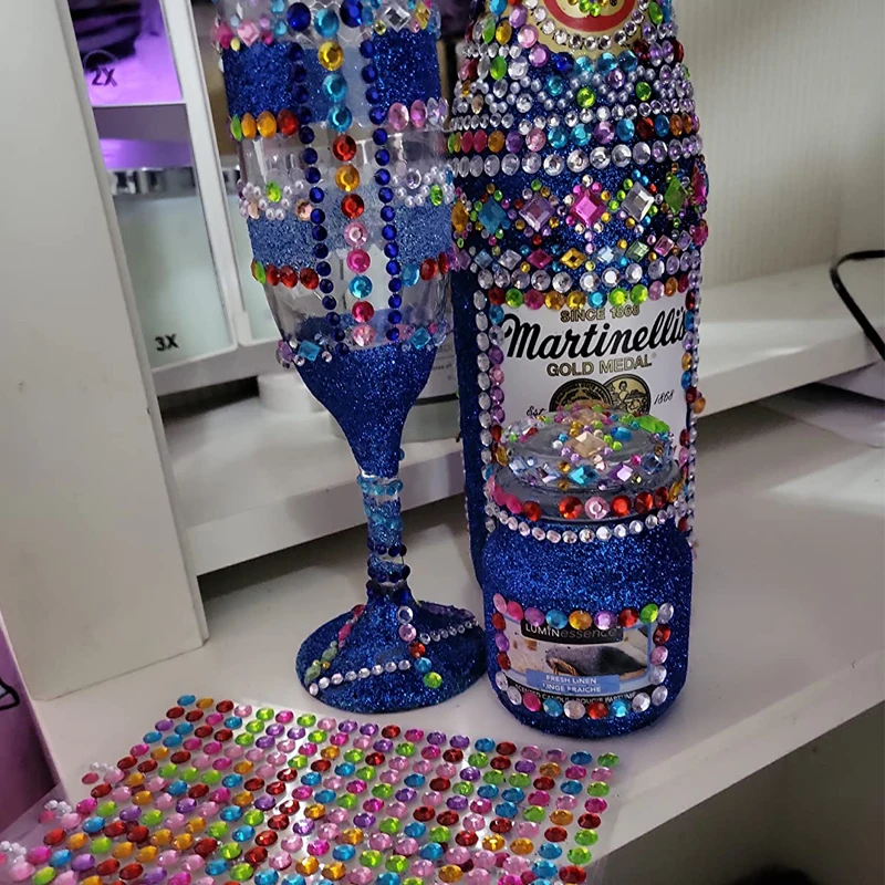 880 Stück Edelstein-Perlen-Aufkleber Strasssteine für Bastelarbeiten Selbstklebende Juwelen Acryl DIY Dekorative Diamant-Aufkleber für Mädchen und Kinder – Detail 5