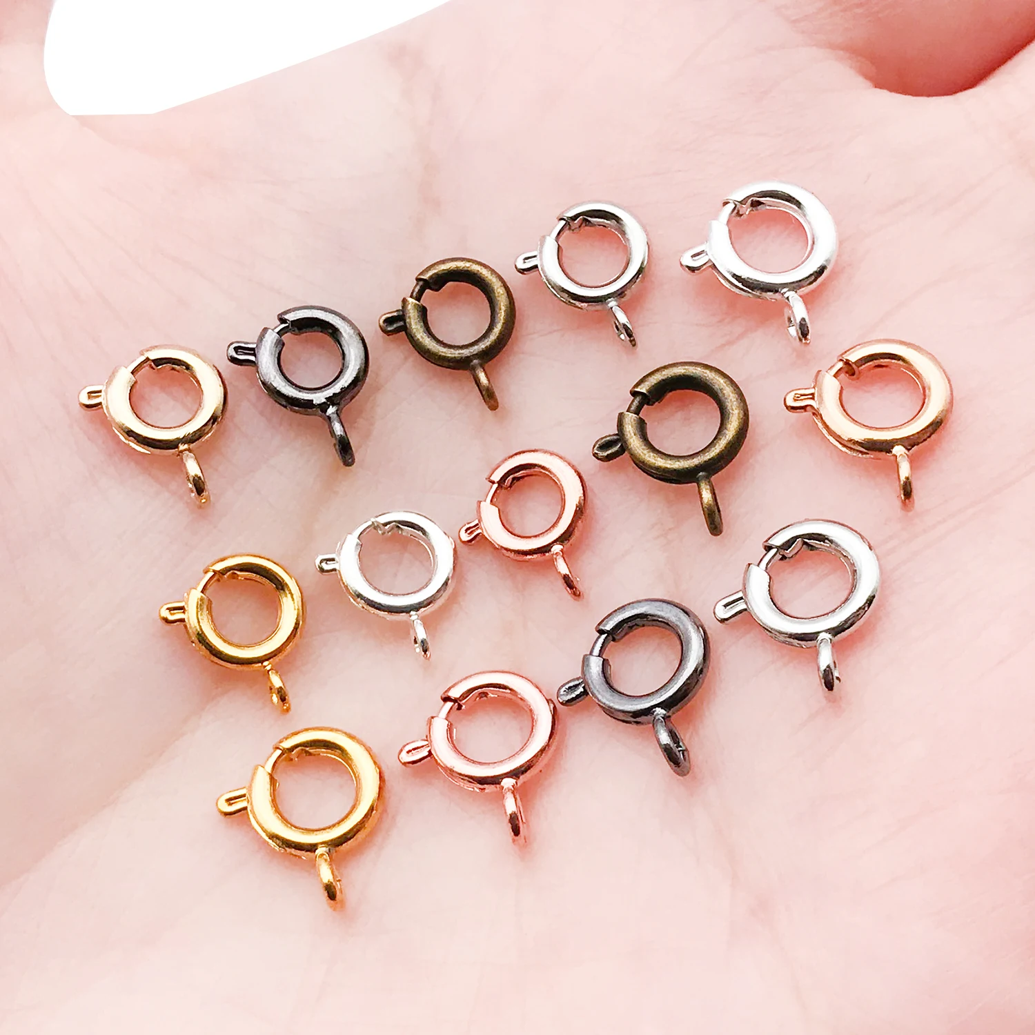 20 قطعة معدنية مستديرة مخلب خطاف بنابض المشبك مشبك قفل موصلات ل سوار ذاتي الصنع قلادة صنع المجوهرات الملحقات #5