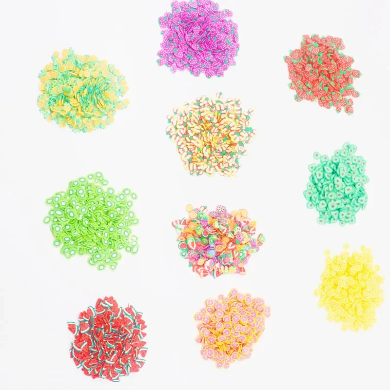 Fruit Slice Polymer Clay Watermelon Lemon Avocado Fake Sprinkles Clay Slices for Resin Mold Making Jewelry Filling Slime 10g