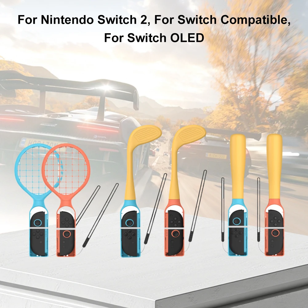 24-in-1 Family Accessories Bundle with Tennis Rackets Golf Clubs Soccer Leg Straps for Nintendo Switch2 Sports Games Kit