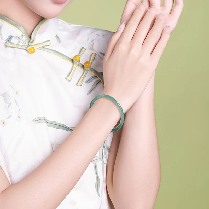 Vòng tay nút tre nước xanh ngọc tự nhiên AJade, vòng tay ngọc băng cao cấp