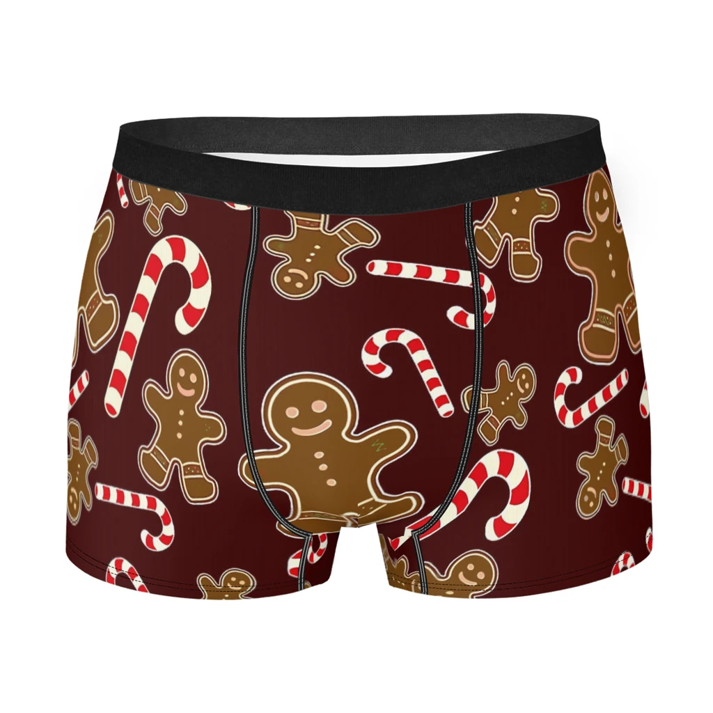 

Christmas Candy Cane and Gingerbread Man Merry Christmas Underpants Breathbale Panties Male Underwear Print Shorts Boxer Briefs