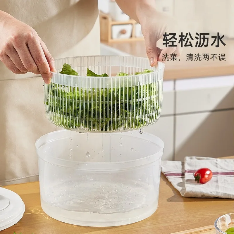 Compact Hand Crank Salad Dehydrator Multifunctional Wash & Drain Basket For Fruits Vegetables Home Kitchen Prep Tool