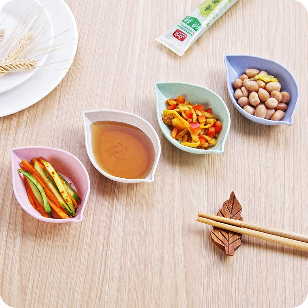 

4 pcs Wheat Straw Seasoning 11X7X2.5Cm Eco Friendly Biodegradable Lightweight Corrosion Resistant Cute Pattern Kids Safe Picnic