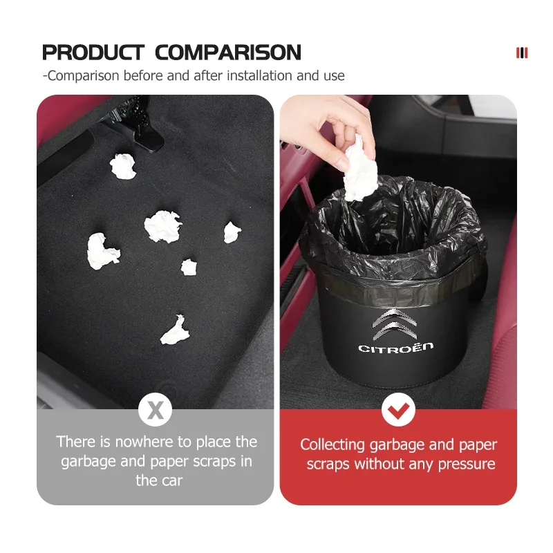 Car Trash Bin Garbage Holder Drink Snack Umbrella Storage Bucket For Citroen C4 C3 C5 C1 C2 C6 VTS C4L DS3 DS4 DS5 Grand