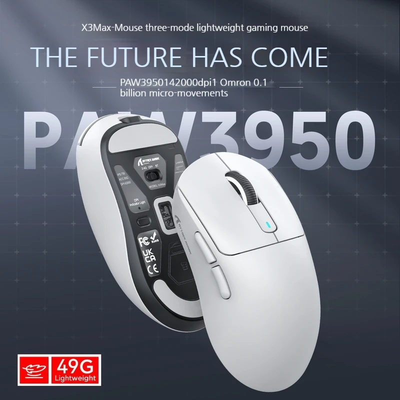 Attack Shark X3max Wireless Mouse Paw3950 Sensor Aperture Free Lightweight Game Esport Bluetooth Three Mode Pc Connection Mouses
