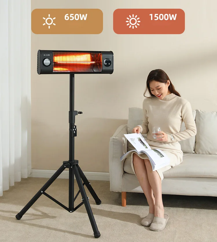 ฮีตเตอร์ไฟฟ้าแบบท่อคาร์บอนไฟเบอร์650/1500W ลมร้อนรีโมทคอนโทรลแบบพกพา pemanas ruangan elektrik